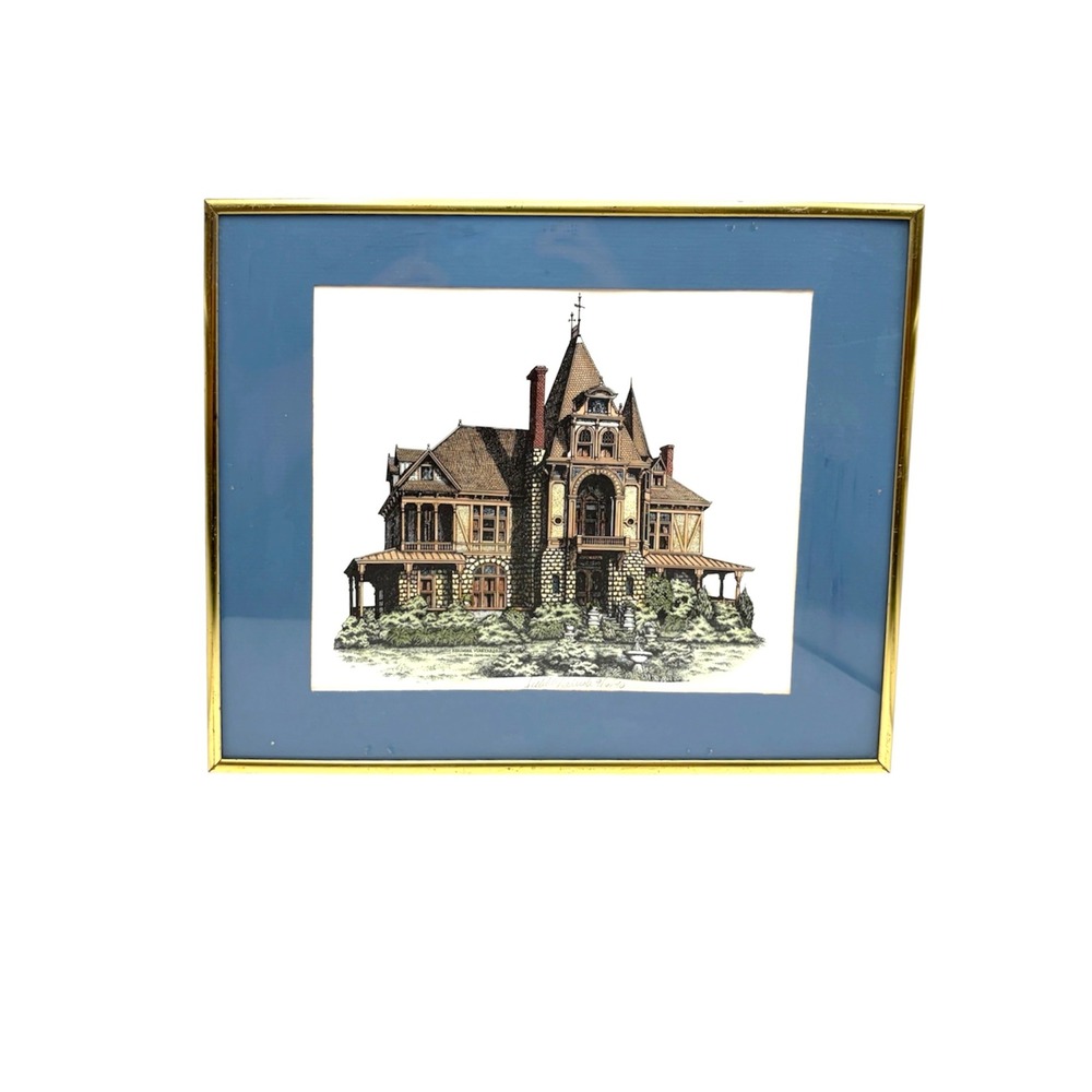 Vintage Debbie Patrick Signed Print 1990 Rhine House Beringer Winery Napa 11x14